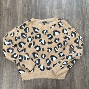 Leopard Cheetah Print Eyelash Sweater Cozy, Winter, Fall, Animal Print, Fuzzy